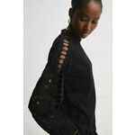 Majica Answear Lab ženska, črna barva - črna. Bluza iz kolekcije Answear Lab, izdelana iz čipkastega materiala. Model iz izjemno udobne tkanine z visoko vsebnostjo bombaža.