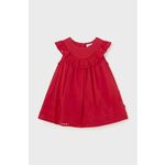 Otroška bombažna obleka Mayoral rdeča barva - rdeča. Za dojenčke obleka iz kolekcije Mayoral. Model izdelan iz enobarvne tkanine. Model iz izjemno udobne bombažne tkanine.