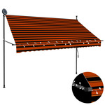 shumee Ročno zložljiva tenda z LED lučmi 250 cm oranžna in rjava