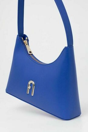 Usnjena torbica Furla Diamante mini - modra. Torba iz kolekcje Furla. Na zapenjanje model narejen iz naravnega usnja.