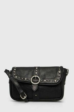 Usnjena torbica Pepe Jeans črna barva - črna. Majhna torbica iz kolekcije Pepe Jeans. Model na zapenjanje