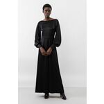 Obleka Ivy Oak črna barva, - črna. Obleka iz kolekcije Ivy Oak. Nabran model izdelan iz enobarvne tkanine.