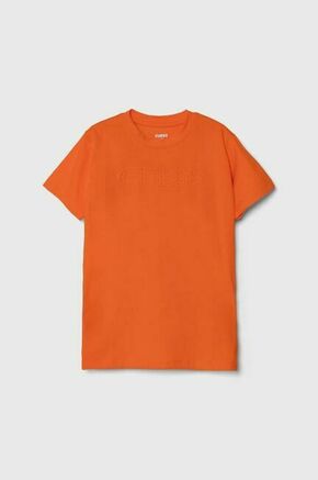 Otroška kratka majica Guess oranžna barva - oranžna. Otroške kratka majica iz kolekcije Guess