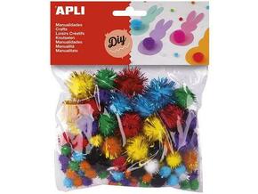 APLI KIDS pom pon kroglice bleščice različne barve 78 kos AP
