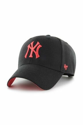 Kapa iz mešanice volne 47brand MLB New York Yankees črna barva - črna. Kapa s šiltom iz kolekcije 47brand. Model izdelan iz tkanine z nalepko.