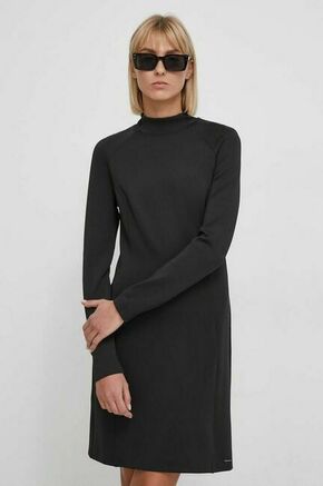 Obleka Calvin Klein črna barva - črna. Obleka iz kolekcije Calvin Klein. Model izdelan iz elastične pletenine. Material z optimalno elastičnostjo zagotavlja popolno svobodo gibanja.