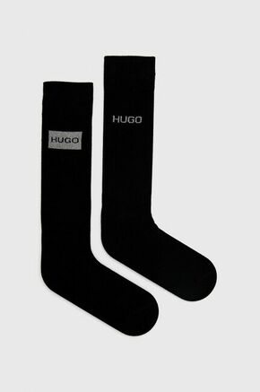 Nogavice HUGO črna barva - črna. Visoke nogavice iz kolekcije HUGO. Model izdelan iz elastičnega materiala. V kompletu sta dva para.