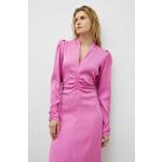 Obleka Gestuz roza barva - roza. Obleka iz kolekcije Gestuz. Model izdelan iz enobarvne tkanine. Model iz izjemno udobne tkanine z visoko vsebnostjo viskoze.