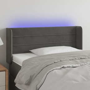 Shumee LED posteljno vzglavje temno sivo 83x16x78/88 cm žamet