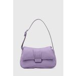 Usnjena torbica Emporio Armani vijolična barva - vijolična. Majhna torbica iz kolekcije Emporio Armani. Model na zapenjanje, izdelan iz naravnega usnja.