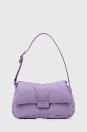 Usnjena torbica Emporio Armani vijolična barva - vijolična. Majhna torbica iz kolekcije Emporio Armani. Model na zapenjanje