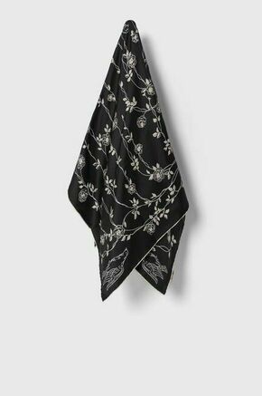 Svilena rutica Lanvin črna barva - črna. Rutica iz kolekcije Lanvin. Model izdelan iz vzorčaste tkanine. Visokokakovosten