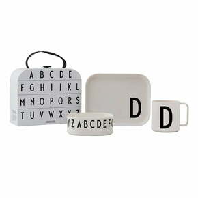 Otroški komplet za zajtrk Design Letters Classics in a suitcase D 4-pack - bela. Komplet za zajtrk iz kolekcije Design Letters. Model izdelan iz umetne snovi.