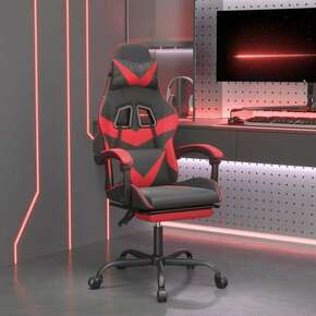 Shumee Vrtljiv gaming stol z oporo za noge črno in rdeče umetno usnje
