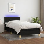 shumee Box spring postelja z vzmetnico LED črna 90x200 cm blago