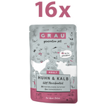 Grau GP Adult mokra hrana za mačke, piščanec  teletina, 16 x 125 g