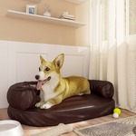 Greatstore Ergonomska pasja postelja, rjava, 75x53 cm, umetno usnje