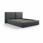 Temno siva oblazinjena zakonska postelja s prostorom za shranjevanje in letvenim dnom 140x200 cm Arendal – Cosmopolitan Design