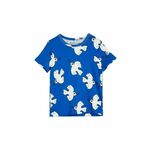 Otroška bombažna kratka majica Mini Rodini Mini Rodini x Wrangler - modra. Otroška kratka majica iz kolekcije Mini Rodini, izdelana iz vzorčastega materiala. Model iz izjemno udobne bombažne tkanine, ki je zračna.