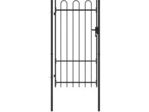 VIDAXL Enojna vrata za ograjo zaobljena jeklo 1x1