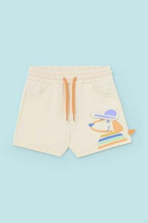 Kratke hlače za dojenčka Mayoral bež barva - bež. Kratke hlače za dojenčka iz kolekcije Mayoral. Model izdelan iz pletenine s potiskom.