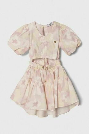 Otroška bombažna obleka Pinko Up bež barva - bež. Otroški Lahkotna obleka iz kolekcije Pinko Up. Model izdelan iz vzorčaste tkanine. Model iz izjemno udobne bombažne tkanine.