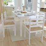 shumee Jedilni stoli 6 kosov beli trden les in žamet