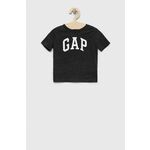 Otroška bombažna kratka majica GAP črna barva - črna. Otroški Lahkotna kratka majica iz kolekcije GAP. Model izdelan iz tanke, elastične pletenine. Nežen material, prijeten na dotik.