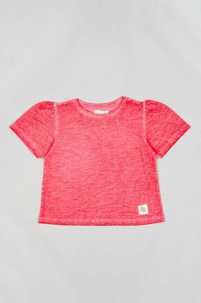 Otroška bombažna kratka majica zippy oranžna barva - oranžna. Otroške kratka majica iz kolekcije zippy. Model izdelan iz enobarvne pletenine.