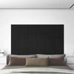 shumee Stenski paneli 12 kosov črni 30x15 cm blago 0,54 m²