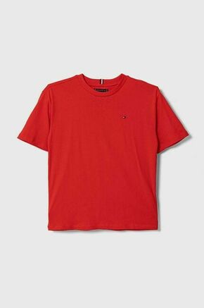 Otroška bombažna kratka majica Tommy Hilfiger rdeča barva - rdeča. Otroške kratka majica iz kolekcije Tommy Hilfiger