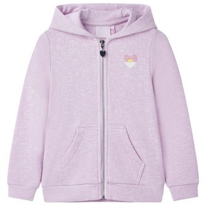 VidaXL Otroški pulover s kapuco in zadrgo svetlo lila mešana 116