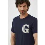 Bombažna kratka majica Gant moški, mornarsko modra barva - mornarsko modra. Kratka majica iz kolekcije Gant, izdelana iz pletenine s potiskom. Model iz izjemno udobne bombažne tkanine.