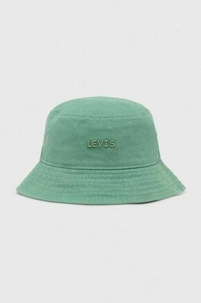 Bombažni klobuk Levi's zelena barva - zelena. Klobuk iz kolekcije Levi's. Model s širokim robom