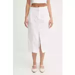 Laneno krilo Calvin Klein Jeans bela barva, J20J225327 - bela. Krilo iz kolekcije Calvin Klein Jeans, izdelano iz enobarvne tkanine. Model iz izjemno udobne, zračne tkanine.