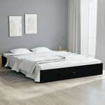 Greatstore Okvir za posteljo, črn, masivni les, 150x200 cm, velika velikost