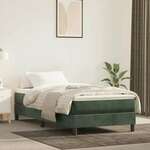 Greatstore Box spring postelja z vzmetnico temno zelen 90x190 cm žamet