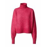 Volnen pulover HUGO ženski, roza barva - roza. Pulover iz kolekcije HUGO. Model izdelan iz vzorčaste pletenine. Visoka vsebnost volne zagotavlja zaščito pred mrazom, dodatek poliestra pa povečuje odpornost na gubanje.