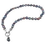 JwL Luxury Pearls Ogrlica iz pravih kovinsko modrih biserov JL0561