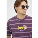Bombažna kratka majica Levi's vijolična barva - vijolična. Kratka majica iz kolekcije Levi's. Model izdelan iz tanke, elastične pletenine.