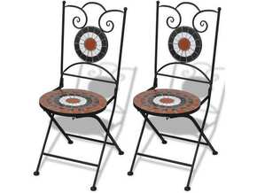VIDAXL Zložljivi bistro stoli 2 kosa keramika terakota in bele barve