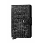 Usnjena denarnica Secrid ženski, črna barva - črna. Mala denarnica iz kolekcije Secrid. Model izdelan iz kombinacije naravnega usnja in kovine.