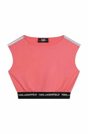 Otroška bluza Karl Lagerfeld roza barva - roza. Otroški mikica iz kolekcije Karl Lagerfeld. Model izdelan iz elastične pletenine. Ima okrogli izrez.