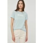 BOSS bombažna majica - modra. T-shirt iz zbirke BOSS. Model narejen iz tanka, elastična tkanina. izjemno udoben material iz naravnih vlaken.