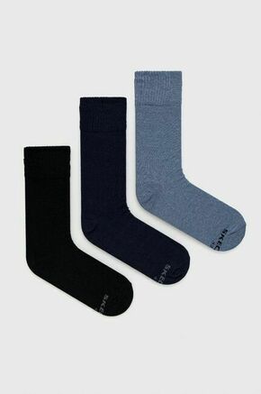 Nogavice Skechers (3-pack) moške - modra. Visoke nogavice iz kolekcije Skechers. Model izdelan iz elastičnega materiala. V kompletu so trije pari.
