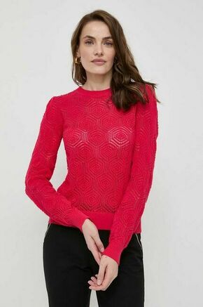 Bombažen pulover Morgan rdeča barva - rdeča. Pulover iz kolekcije Morgan. Model izdelan iz mrežaste pletenine. Model iz izjemno udobne bombažne tkanine.