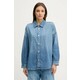 Jeans srajca Calvin Klein Jeans ženska, LV047C783G - modra. Srajca iz kolekcije Calvin Klein Jeans, izdelana iz jeansa z učinkom spranja. Model iz izjemno udobne, zračne tkanine z visoko vsebnostjo bombaža.
