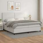 Box spring postelja z vzmetnico bela 200x200 cm umetno usnje - vidaXL - Bela - 93,78 - 200 x 200 cm - vidaXL