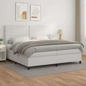 Box spring postelja z vzmetnico bela 200x200 cm umetno usnje - vidaXL - Bela - 93
