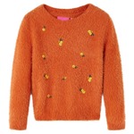 vidaXL Otroški pulover pleten žgano oranžen 116